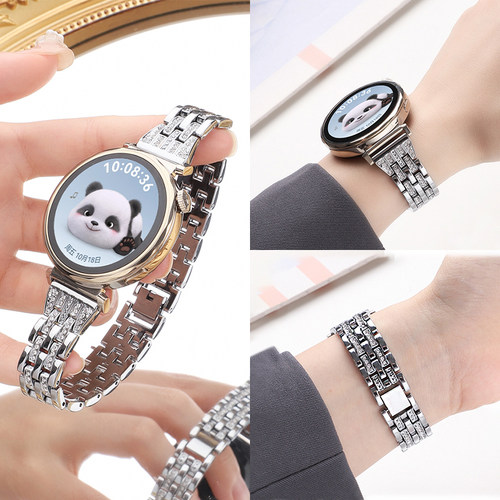 适用于华为gt6手表表带gt5女款gt4金属五珠watch5表链41表盘配件GT5Pro小众腕带gt3/2仿钻腕带ins高级感18mm