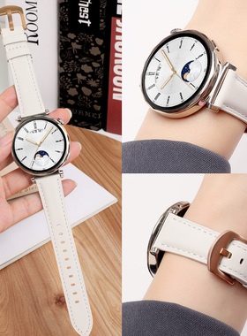 适用于华为手表表带gt6/gt5同款真皮表链gt4皮质女士款watch5男腕表5pro智能gt3新款18mm高级gt2配件41mm腕带