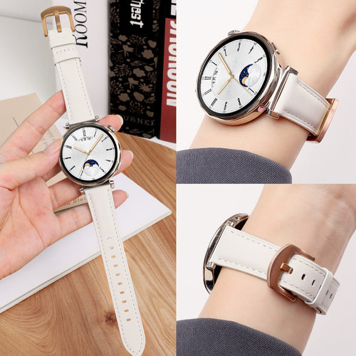 适用于华为手表表带gt6/gt5同款真皮表链gt4皮质女士款watch5男腕表5pro智能gt3新款18mm高级gt2配件41mm腕带