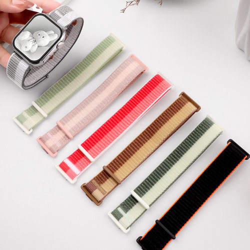 适用于华为fit4手表表带WatchFit4pro新款透气尼龙FIT3魔术贴运动腕带Fit4夏季替换带时尚编织男女配件手表链