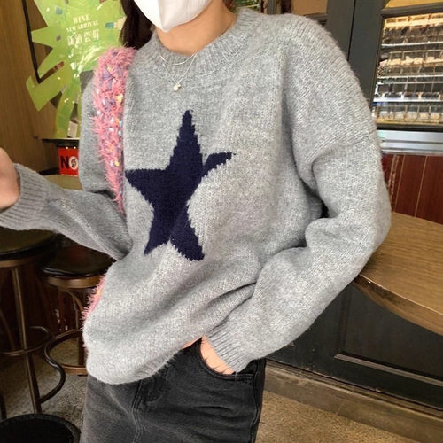 欧美度假圆领简约长袖毛织上衣毛衣女装2025秋冬