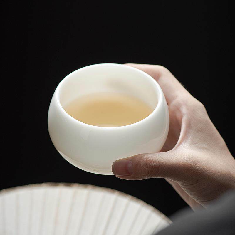 冰种玉瓷主人杯品茗杯手工茶杯个人专用茶具单杯德化白瓷罗汉杯