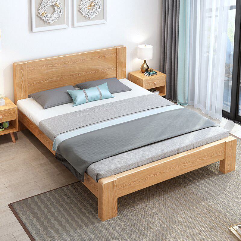 实木床现代简约北欧轻奢松木1.8米1.5橡胶木双人床主卧单人床床架