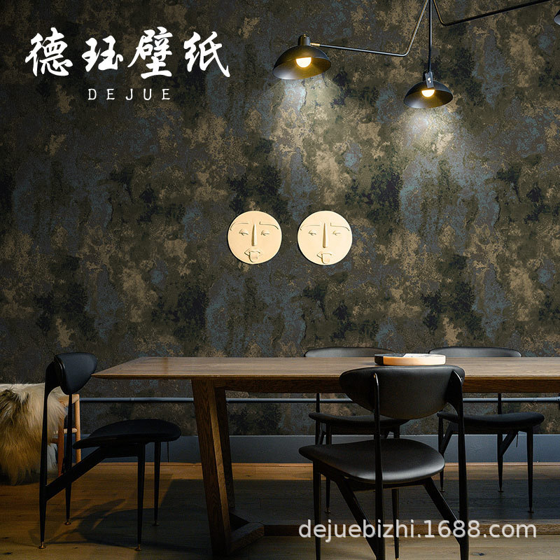 美式复古斑驳素色墙纸水泥灰色工业风客厅餐厅酒吧背景壁纸非自粘