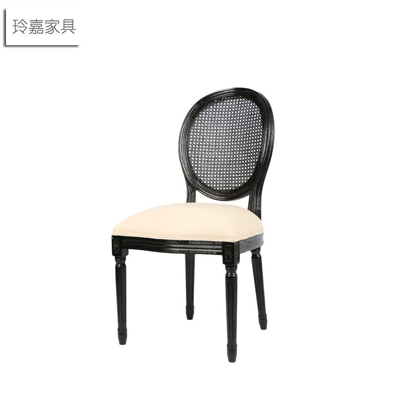 实木藤背椅欧式圆背龙门椅外贸餐椅藤背圆背椅子休闲椅