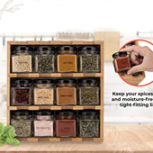 竹木多格厨房置物调料架子 质享家 12瓶香料调味品放置收纳架