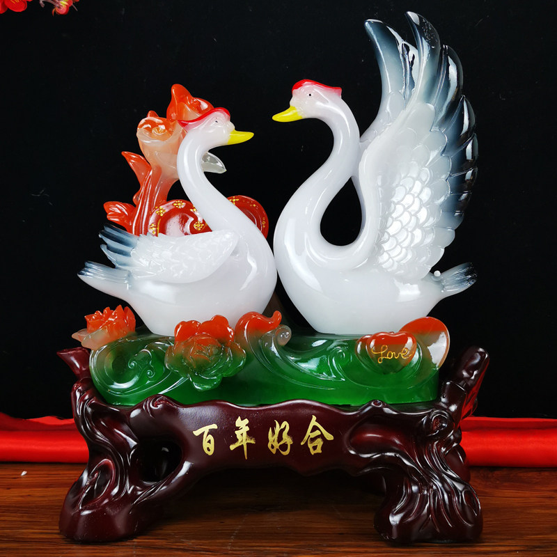 大号百年好合天鹅摆件