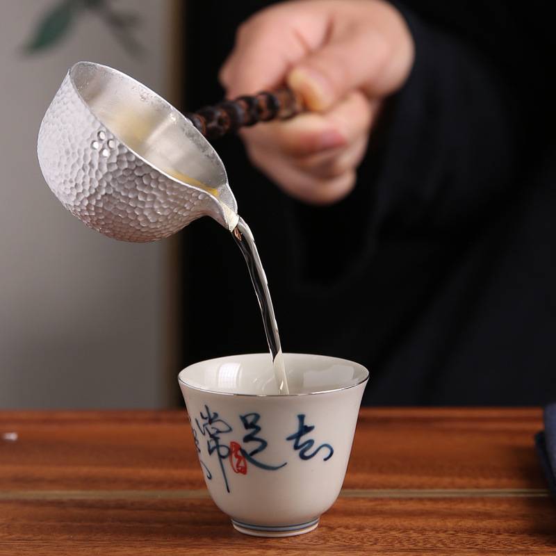 紫竹鞭锡水勺 茶道分茶勺 长柄酒勺子舀茶匙煮茶器日式配件水瓢