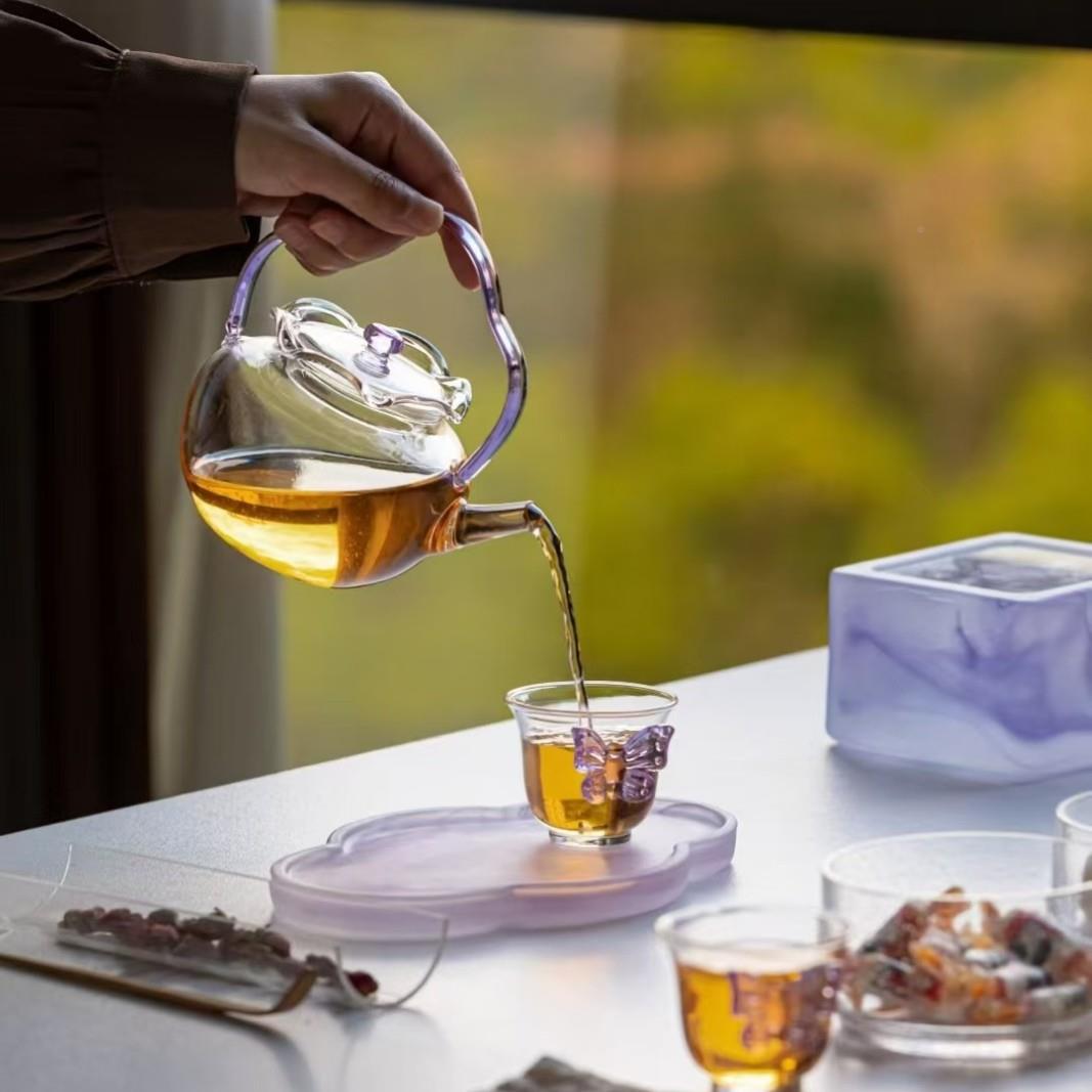 水墨琉璃温茶炉器蜡烛底茶座保温炉加热茶温煮餐TD-0986厅酒店花