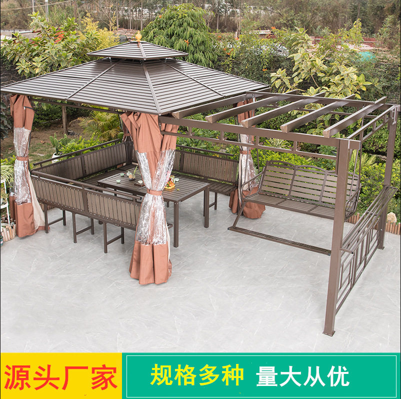 户外庭院镀锌实木葡萄架凉亭