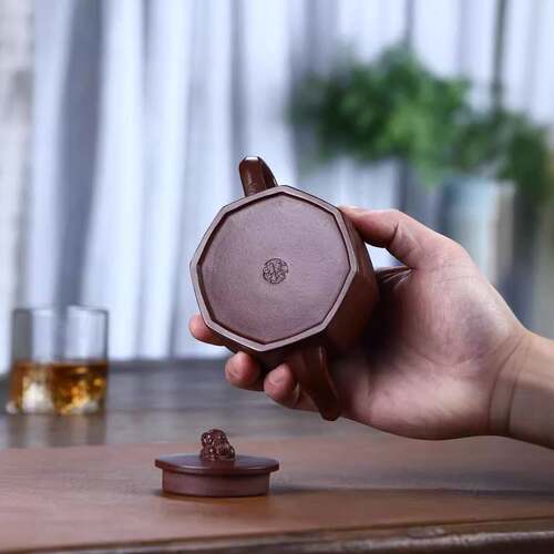 宜兴紫砂茶具茶壶原矿老紫泥紫砂壶茶壶名家精工八方笑樱紫砂壶