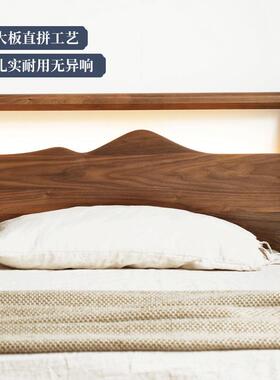 A5L全实木代床黑胡木双人床新中桃式家水具K21B05曲柳婚床木板床