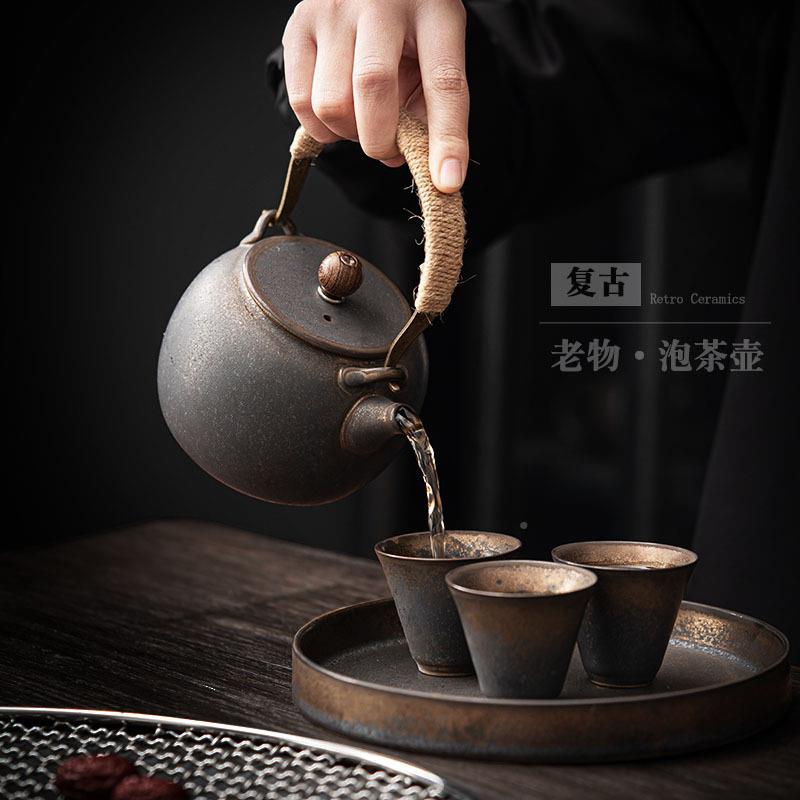 瓷AL673445陶茶壶单壶大号中复古陶壶大容量冷凉水壶式泡梁茶提壶