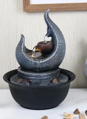 简约居泉流水摆件客厅前台办室电家视柜招财JZ006流水摆喷件公装