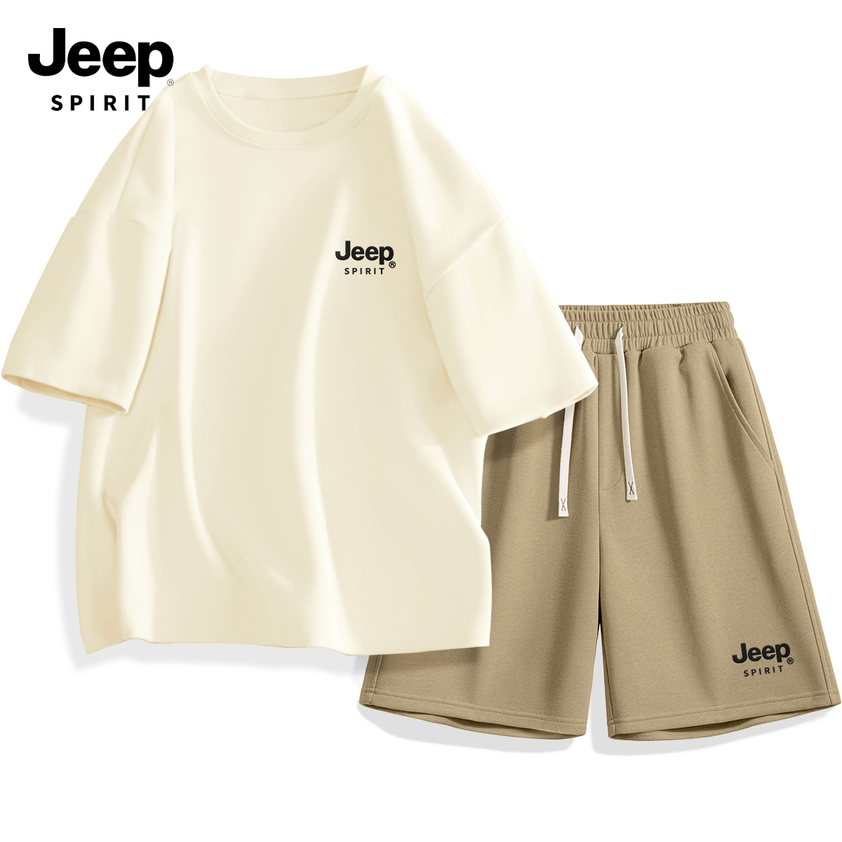 JEEP SPIRIT吉普男士运动套装夏季潮流T恤男时尚休闲男款短袖G