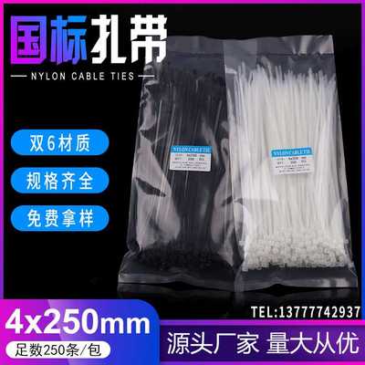 新光塑料扎带4x250mm自锁式尼龙扎带国标3.6*250mm扎丝线索束线带