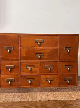 古物实木桌复面收纳盒收纳木质N42hdtD8抽屉式小迷型柜子木制多层