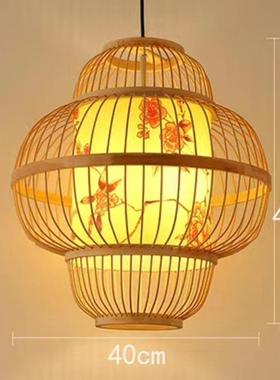 新中式12554pok室禅意仿古灯餐厅灯罩仿古笼农家乐竹艺笼茶楼茶灯
