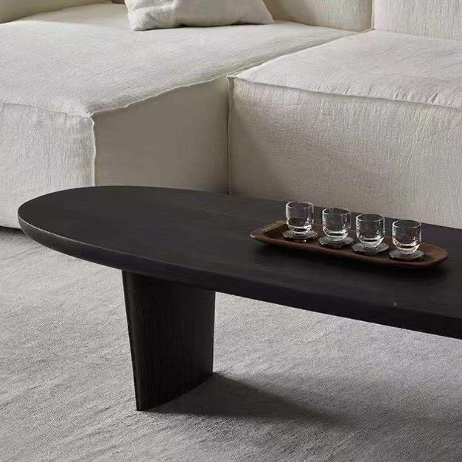 黑色DUF实侘木茶几椭圆形客奢简约厅家轻用小户型民宿餐桌原木桌