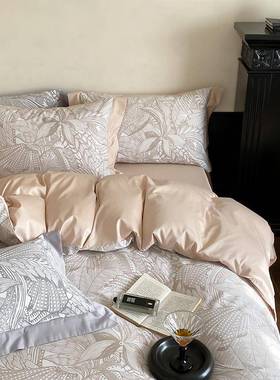 潮新中式全50支码印花数棉床上用品国被套床单AN202412小众个性四