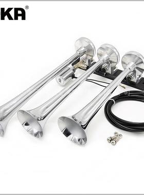 DKA亚-AS098AB货12V单排三管黑色镀铬电现控气喇叭H货AS098AB车卡