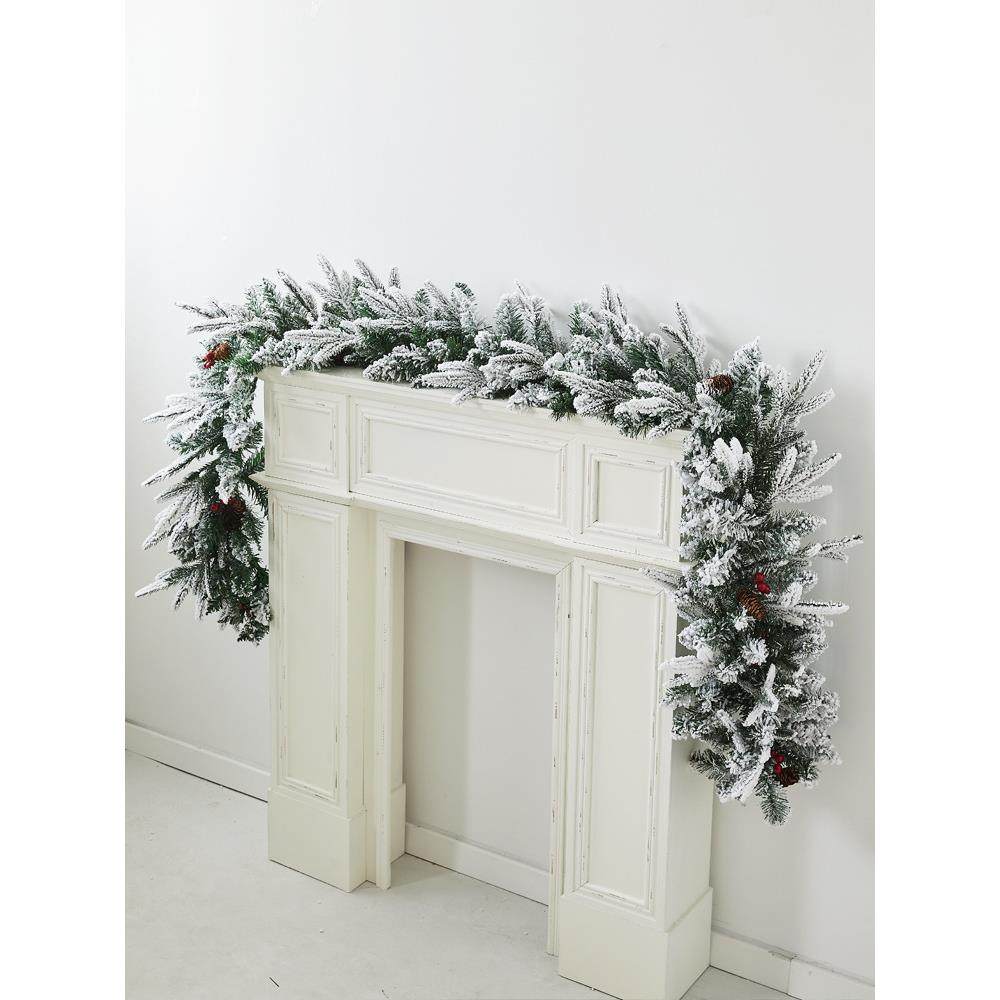 圣诞节植绒粘雪松枝MKL藤带装饰品条挂饰店橱酒墙窗门挂件面学校