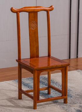 实子中式仿古木餐厅靠背饭椅QYR家用酒店店餐椅耐用老式牛椅角椅