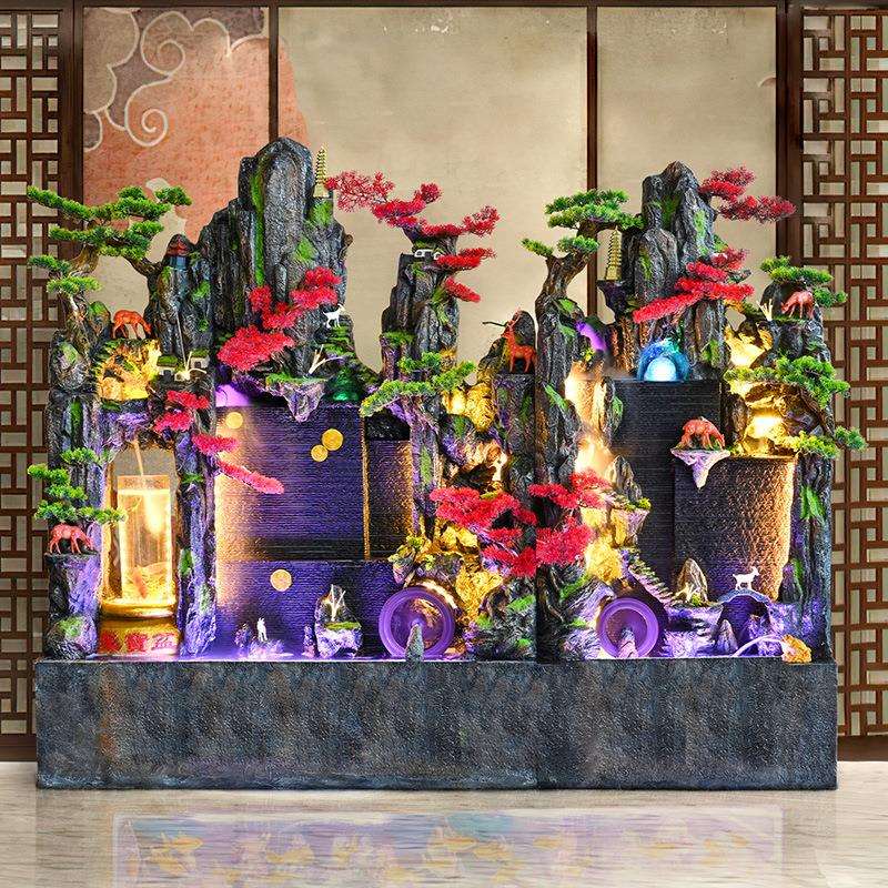 水VYB幕墙室流水屏风客厅落地养鱼缸办公关装玄喷饰风水墙假山泉