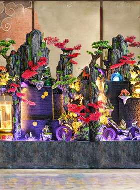 水VYB幕墙室流水屏风客厅落地养鱼缸办公关装玄喷饰风水墙假山泉