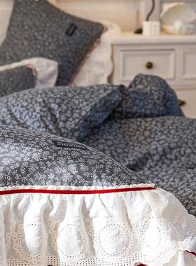 类母婴镂级全棉四件套法式复古风双层纱裸jdjj全棉睡空A花季通用