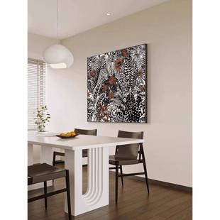 简美古正方复客厅关装 饰画植物FMG花卉抽玄象餐厅饭厅挂画卧室壁