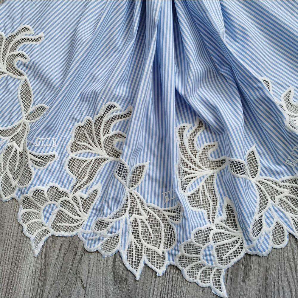 绣EEG-19171G-1917107-Q边B全棉色织布裙双边绣花花布绣刺棉布绣