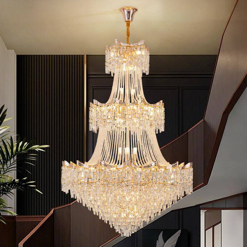 702水别晶大吊灯墅轻厅奢法式复式楼楼中楼楼挑空跃层梯灯客水晶