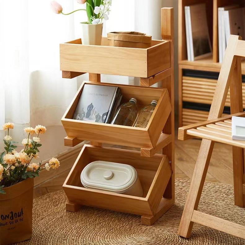 简约中古实木客置物架多774格收纳厅杂物列架餐厅厨陈蔬菜房展示