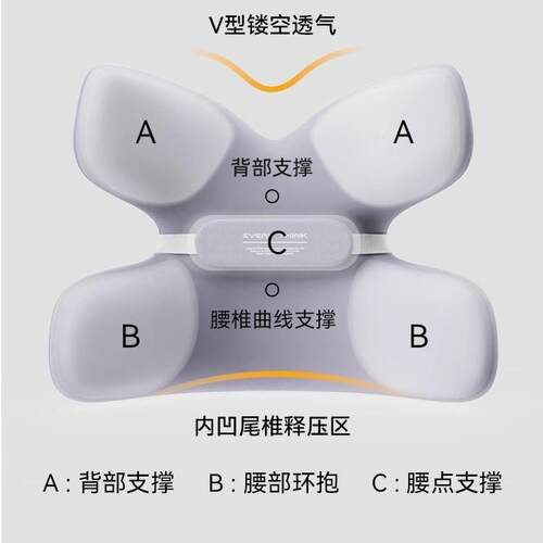 VERYTHINK小H1蝴蝶腰垫靠枕腰靠E座椅腰托办公工位腰枕支记撑忆棉