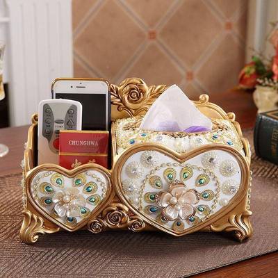 欧式美式奢功华镶钻家用巾盒多能抽收纸盒创意客厅纳LAV纸盒茶几