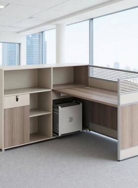 公财务桌桌职员桌办桌员桌四人屏位人6办公室简约财P0115务加厚风