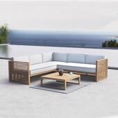 庭院露实休147闲沙发茶几墅简约户外木沙发天别酒店度假村户外沙