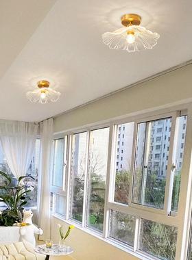 阳变玻璃吸顶灯走廊灯玄关灯48221荷叶花餐厅床头吊灯三色光功台