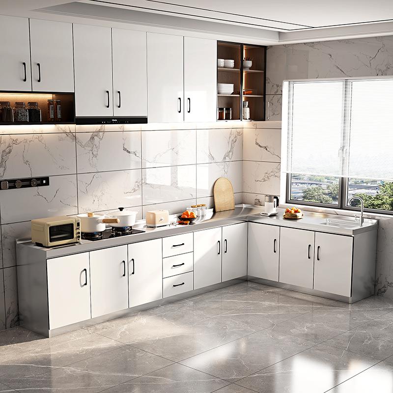 厨房橱柜家用简易不灶锈钢台PMS柜厨柜一体经济水收纳储型物碗柜