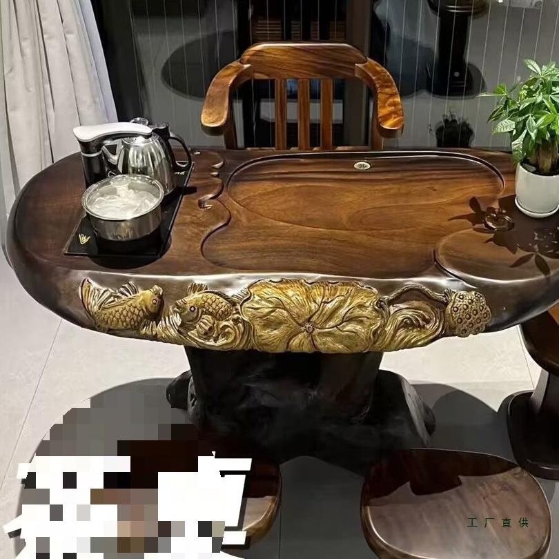 胡桃桩木根雕茶几台实木茶整体树根茶桌原木树雕744刻花梨木头树