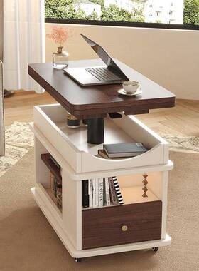 中古风实木小茶升降可QOQ折几叠客厅沙发边几移动车家用推角几小