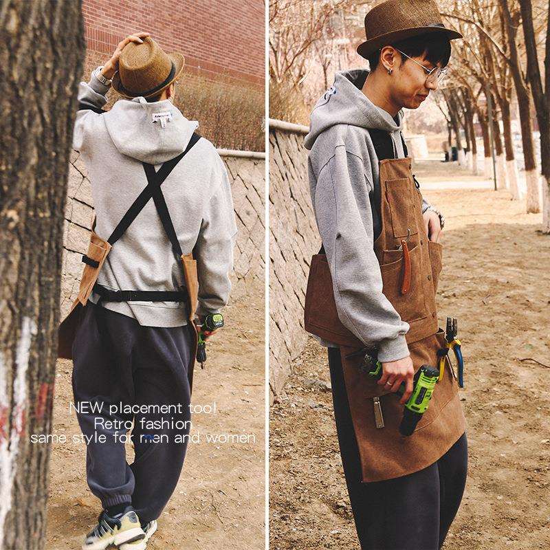 师户外围裙耐磨园艺师木工野炊营地男女发廊牛仔工2502作服印发l