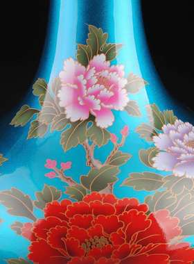 景德陶镇瓷花瓶蓝水色牡丹花晶赏瓶工艺品摆件釉20239混批