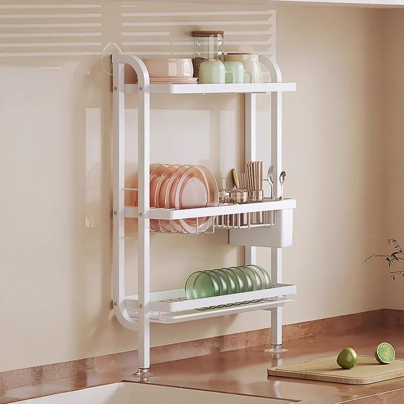 厨房置物架水窄边沥水碗架收免打孔上墙碗墙碟dkSdT8dR盘放纳靠洗