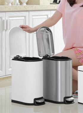 不钢锈垃圾桶家用尚脚踏式卫生厨房客厅欧式时间MD-HR005创意静音