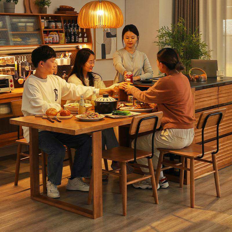 实实岩板岛台餐桌餐桌椅组RF-HD326合4人6人小户木型木长方桌饭桌