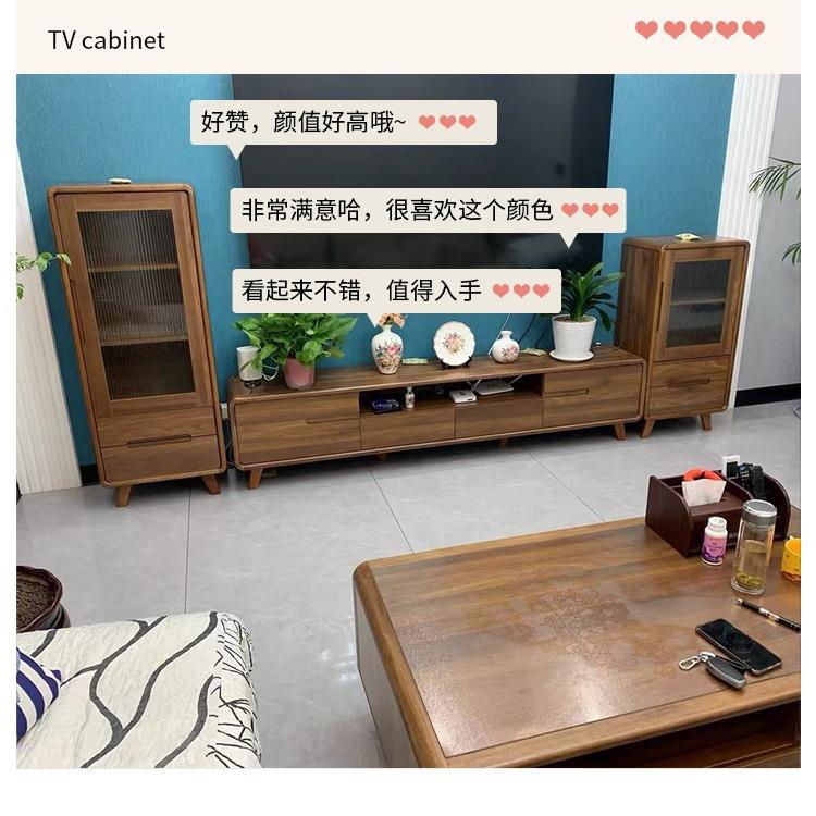 胡桃色柜钢玻璃电视边家用小现代简约中式边几DJ玻璃柜斗柜户型化