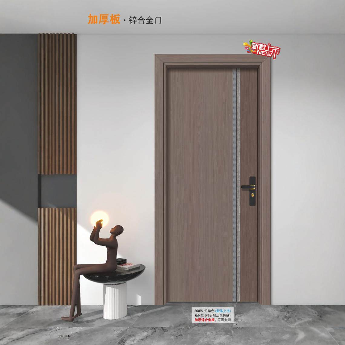 加厚板房间门卧室钢质门木纹烤漆室内套装门家居隔音定 制工程门