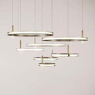 后现代简约客厅圆环组合吊灯北欧设计师餐厅书房样板房设计师吊灯